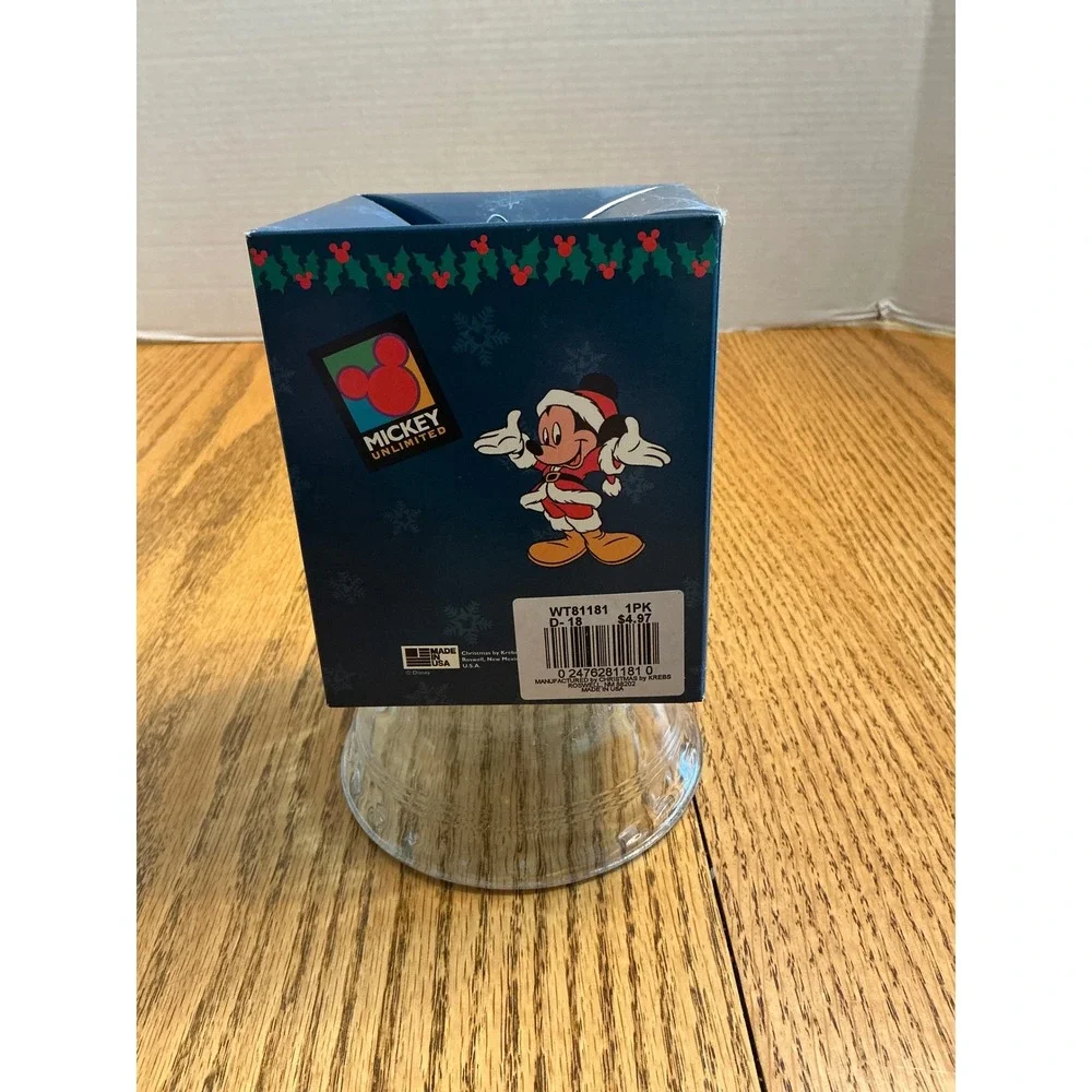 VTG Mickey Unlimited Christmas by Krebs Glass Ornament Santa Mickey Pluto